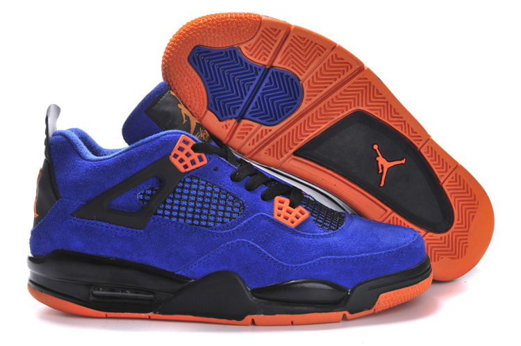 Air Jordan 4 Men Shoes Black/ Tomato/Blue Online